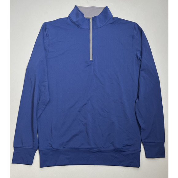 Collars & Co Performance 1/4 Zip Mock Neck Shirt Mens Small Blue Long Sleeve - Picture 1 of 14
